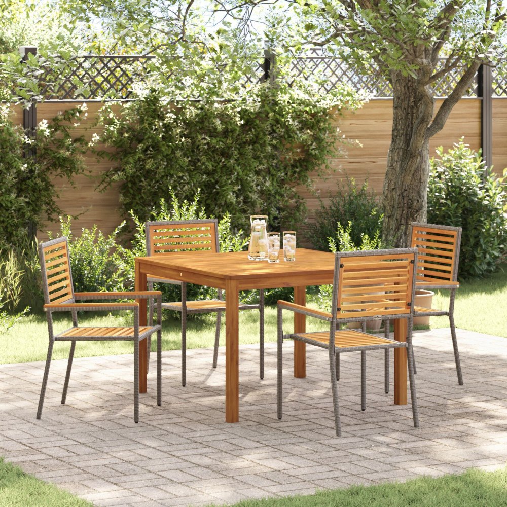 vidaXL Trädgårdsmöbelset 5 pcs Grå Poly rattan