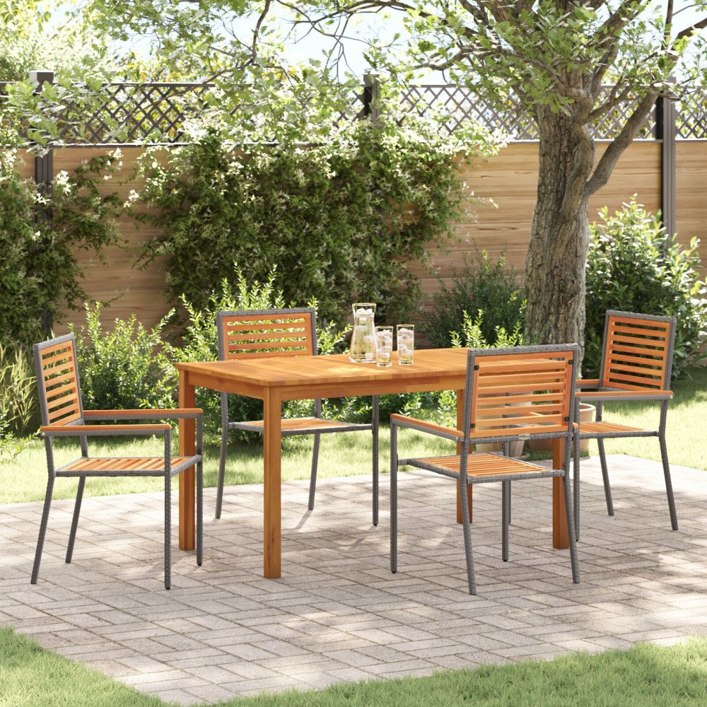vidaXL Trädgårdsmöbelset 5 pcs Grå Poly rattan