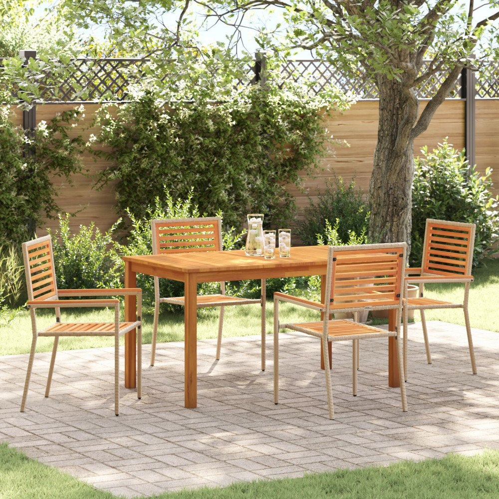 vidaXL Trädgårdsmöbelset 5 pcs Beige Poly rattan