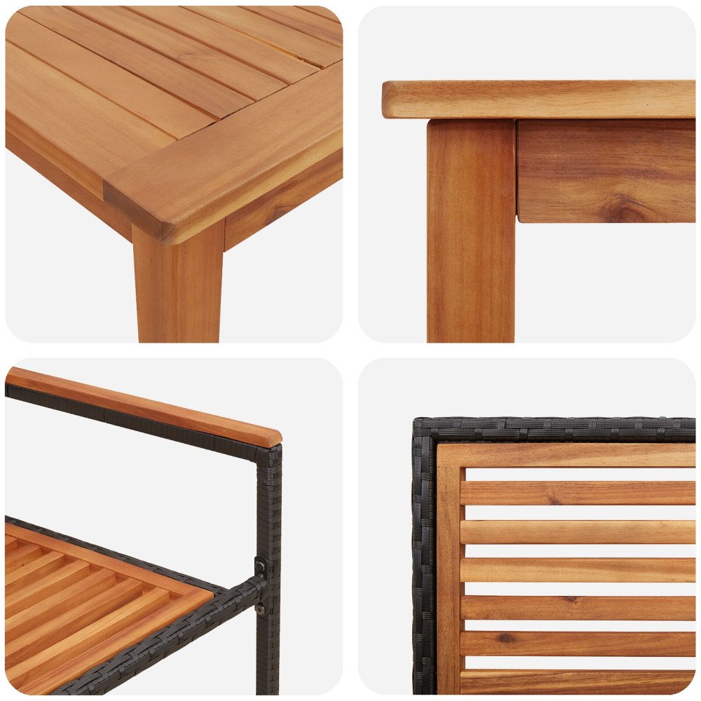 vidaXL Trädgårdsmöbelset 7 pcs Svart Poly rattan