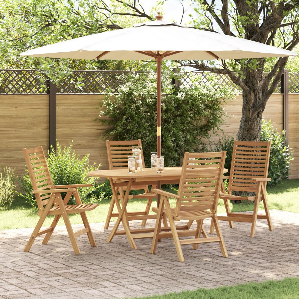 vidaXL Trädgård Stol 4 pcs Brun 52 x 64,5 x 108 cm Massivt teakträ