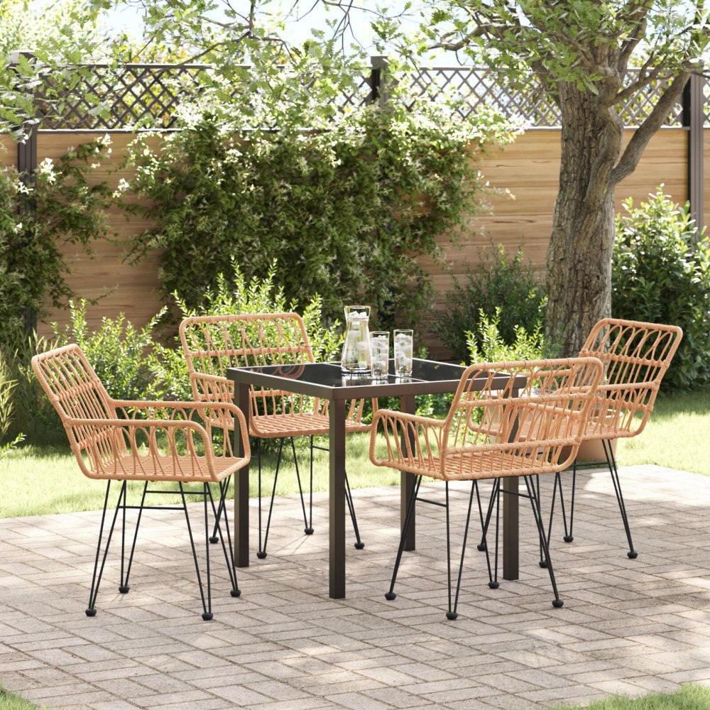 vidaXL Trädgårdsmöbelset 5 pcs Brun Poly rattan
