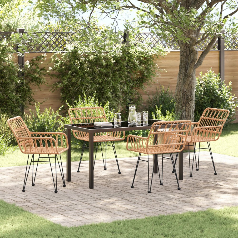 vidaXL Trädgårdsmöbelset 5 pcs Brun Poly rattan