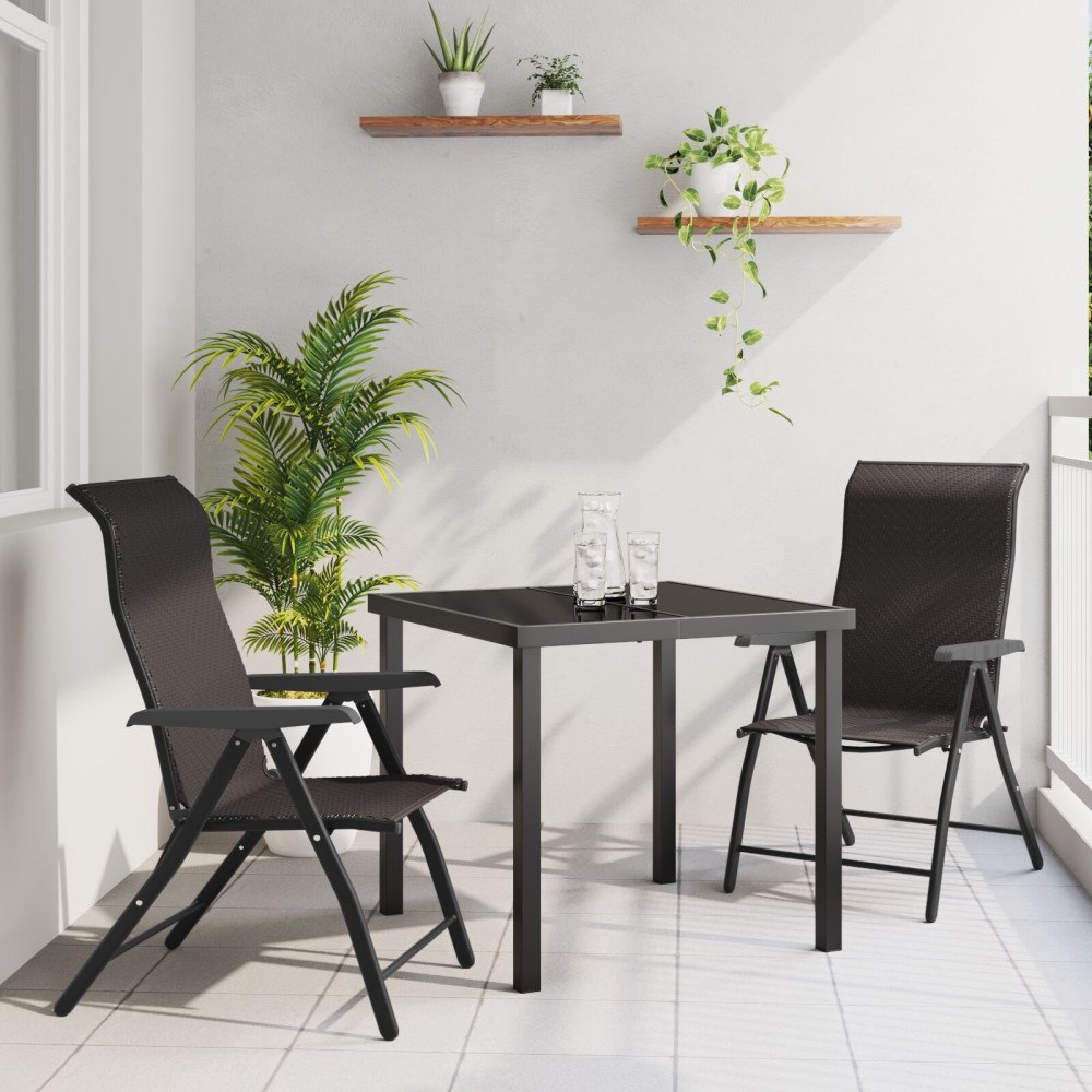 vidaXL Trädgårdsmöbelset Höjdjusterbar 3 pcs Svart kaffe Poly rattan
