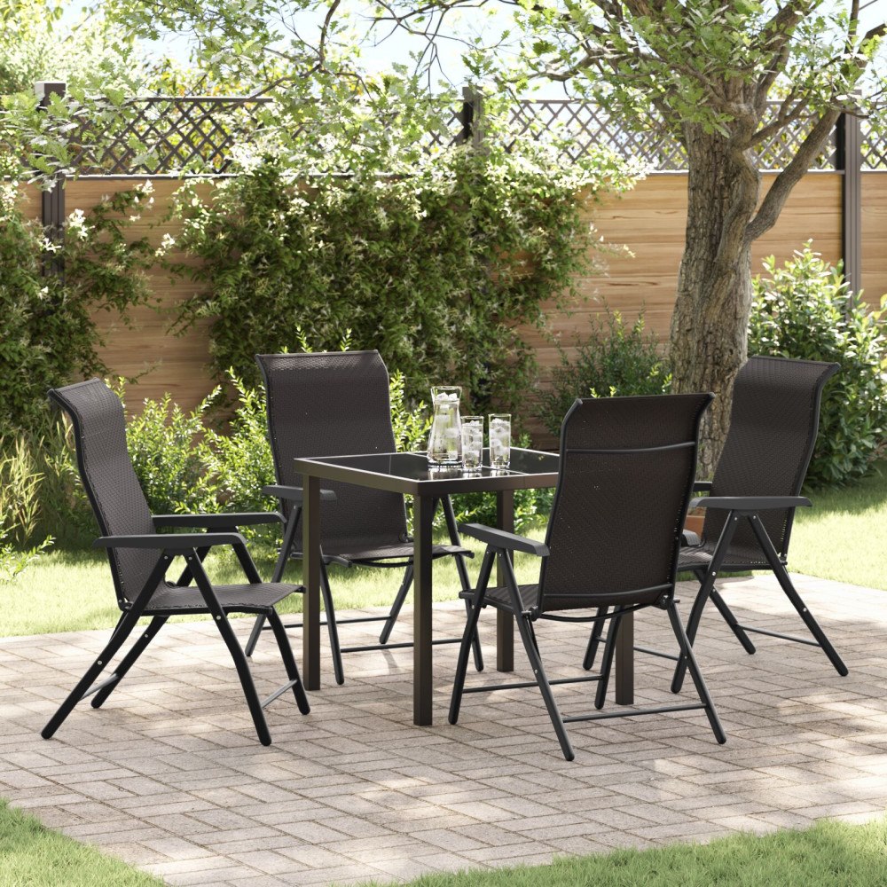 vidaXL Trädgårdsmöbelset Höjdjusterbar 5 pcs Svart kaffe Poly rattan