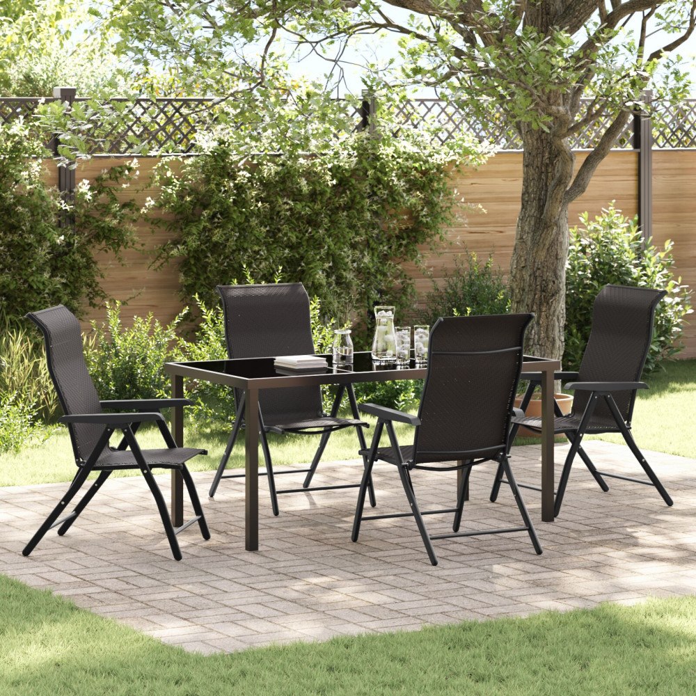 vidaXL Trädgårdsmöbelset Höjdjusterbar 5 pcs Svart kaffe Poly rattan