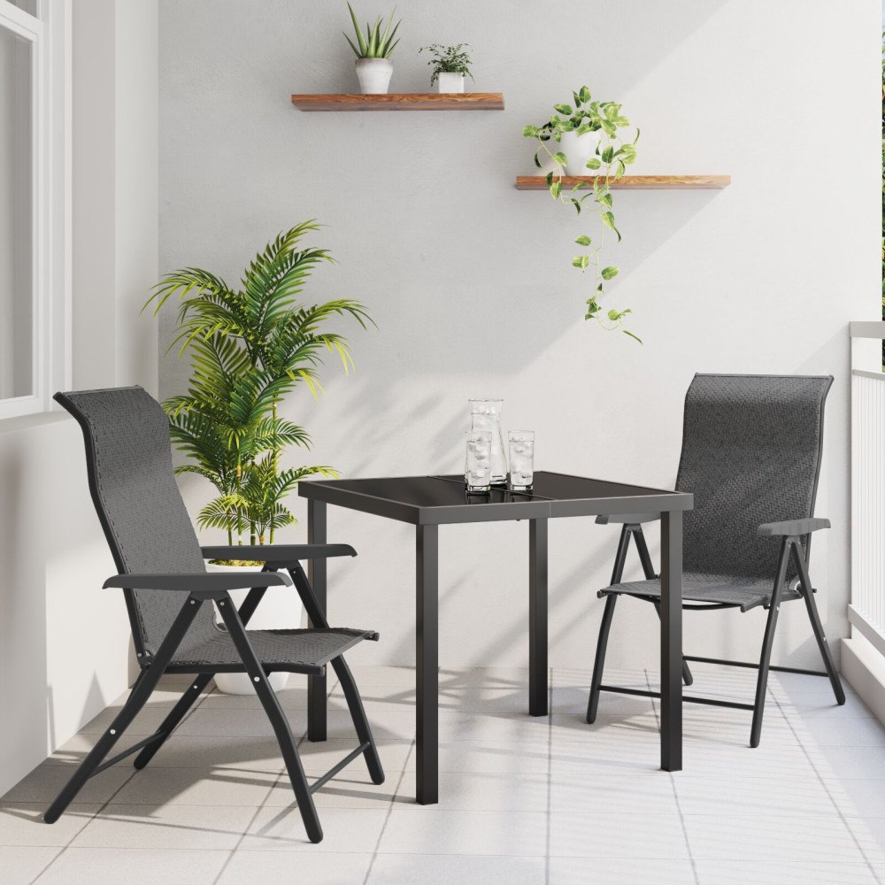 vidaXL Trädgårdsmöbelset Höjdjusterbar 3 pcs Grå Poly rattan