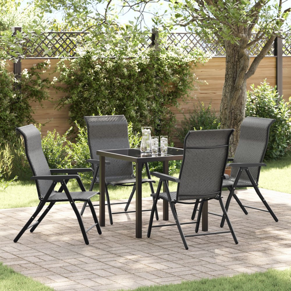 vidaXL Trädgårdsmöbelset Höjdjusterbar 5 pcs Grå Poly rattan