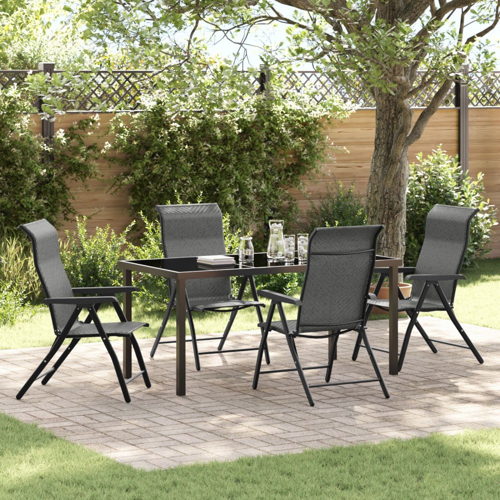 vidaXL Trädgårdsmöbelset Höjdjusterbar 5 pcs Grå Poly rattan