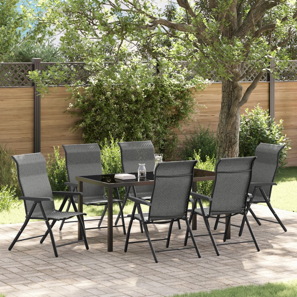 vidaXL Trädgårdsmöbelset Höjdjusterbar 7 pcs Grå Poly rattan