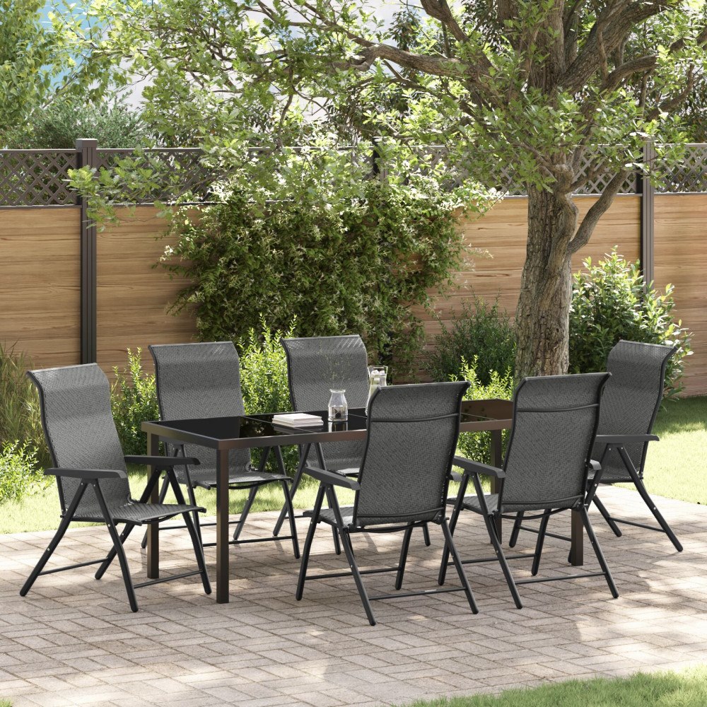 vidaXL Trädgårdsmöbelset Höjdjusterbar 7 pcs Grå Poly rattan