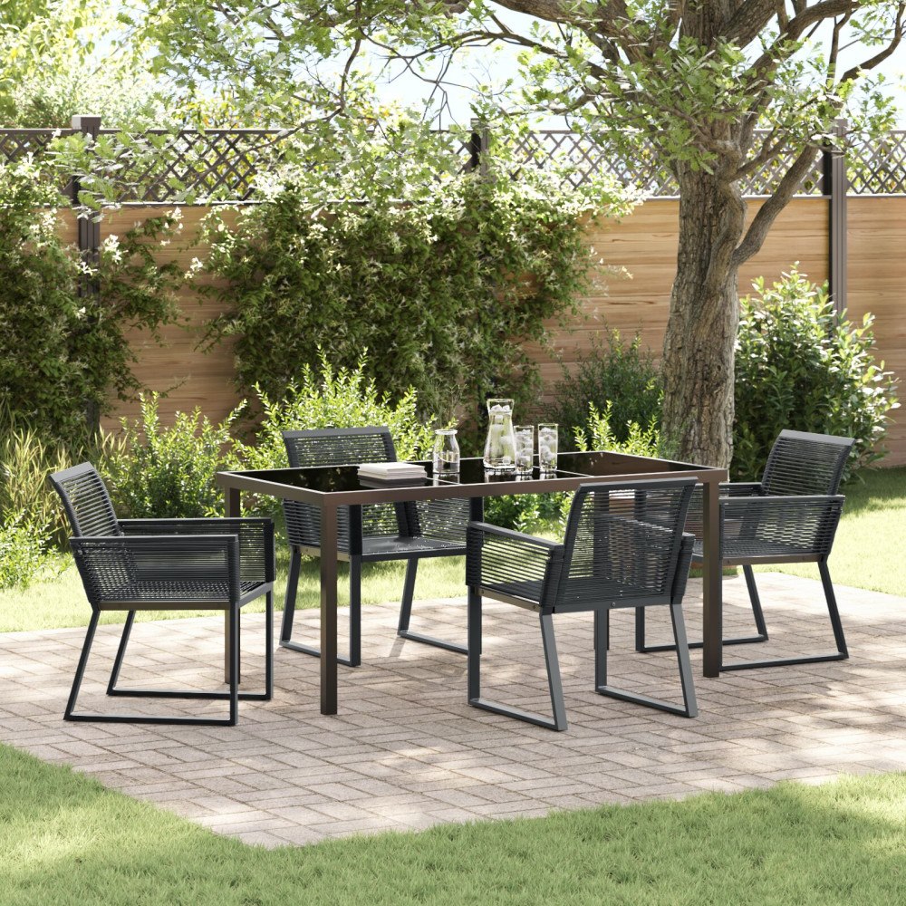 vidaXL Trädgårdsmöbelset 5 pcs Svart Poly rattan