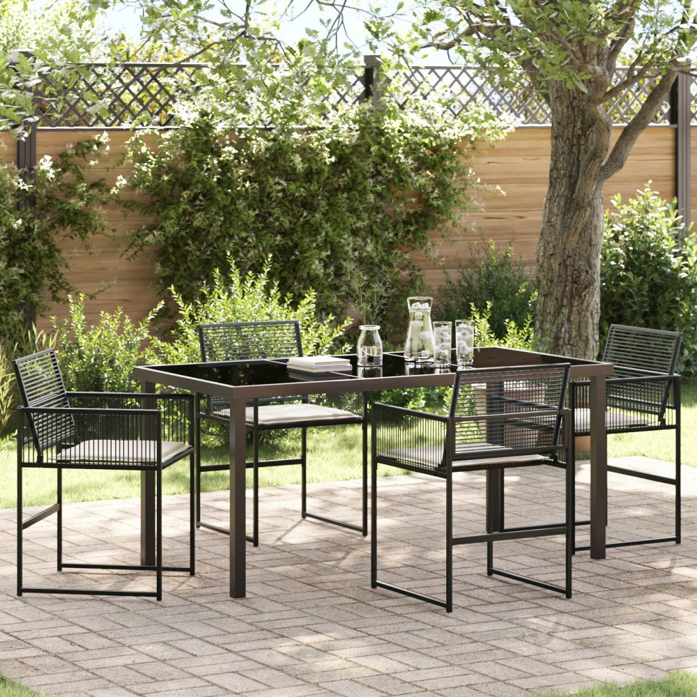 vidaXL Trädgårdsmöbelset 5 pcs Svart Poly rattan