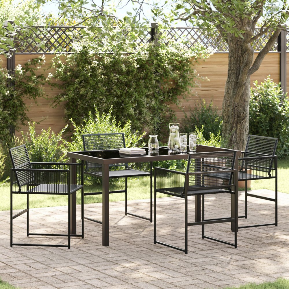 vidaXL Trädgårdsmöbelset 5 pcs Svart Poly rattan