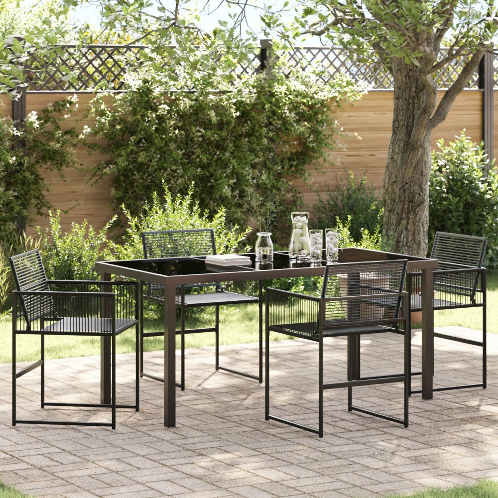 vidaXL Trädgårdsmöbelset 5 pcs Svart Poly rattan