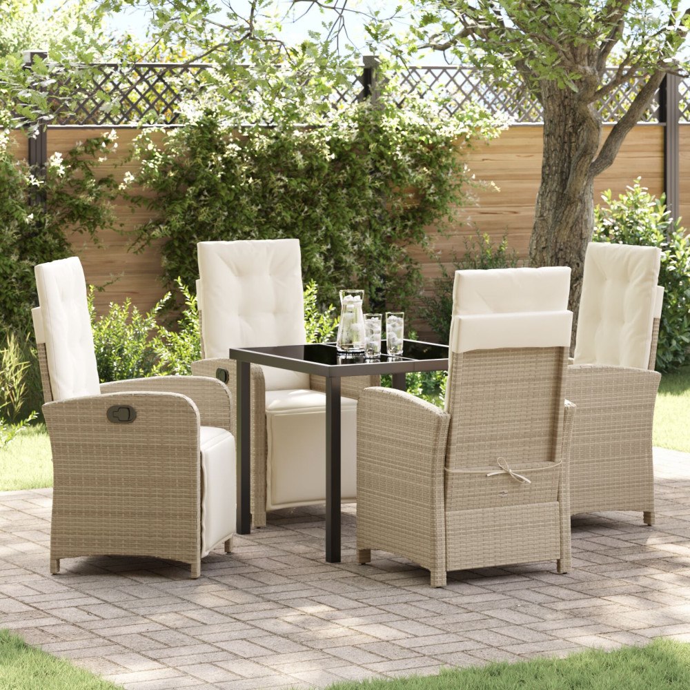 vidaXL Trädgårdsmöbelset 5 pcs Beige konstrotting
