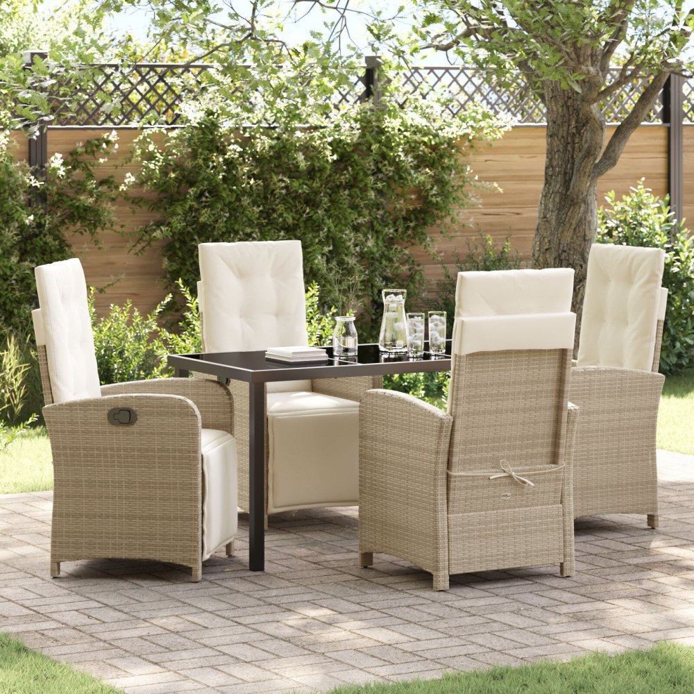 vidaXL Trädgårdsmöbelset 5 pcs Beige konstrotting