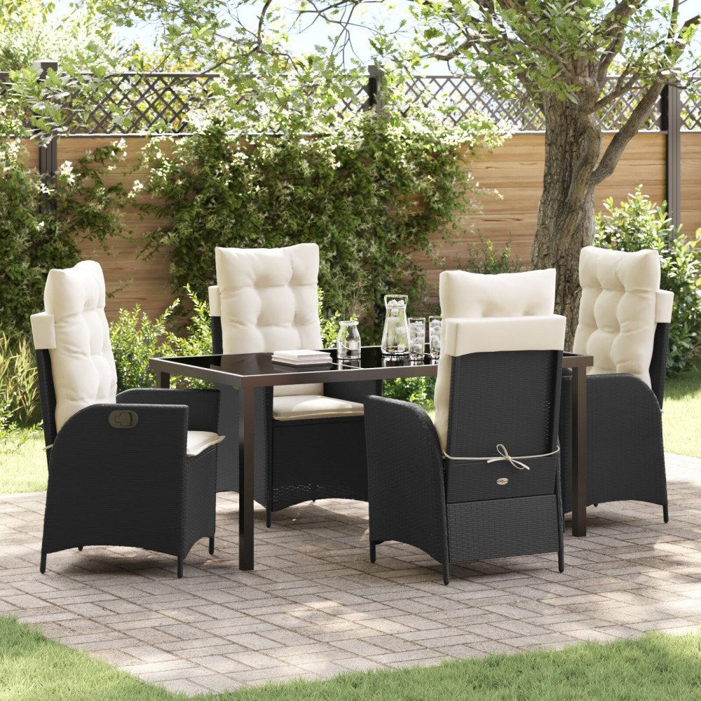 vidaXL Trädgårdsmöbelset 5 pcs Svart konstrotting