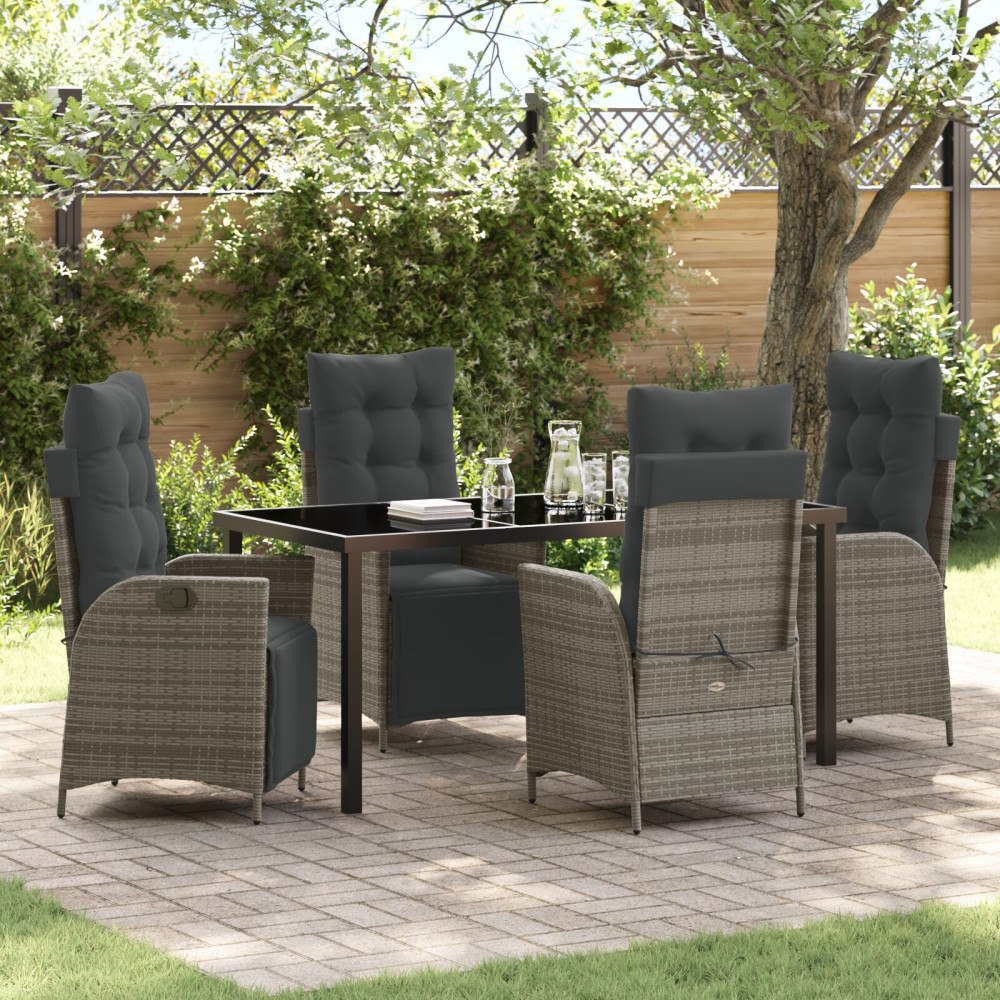 vidaXL Trädgårdsmöbelset 5 pcs Grå Poly rattan