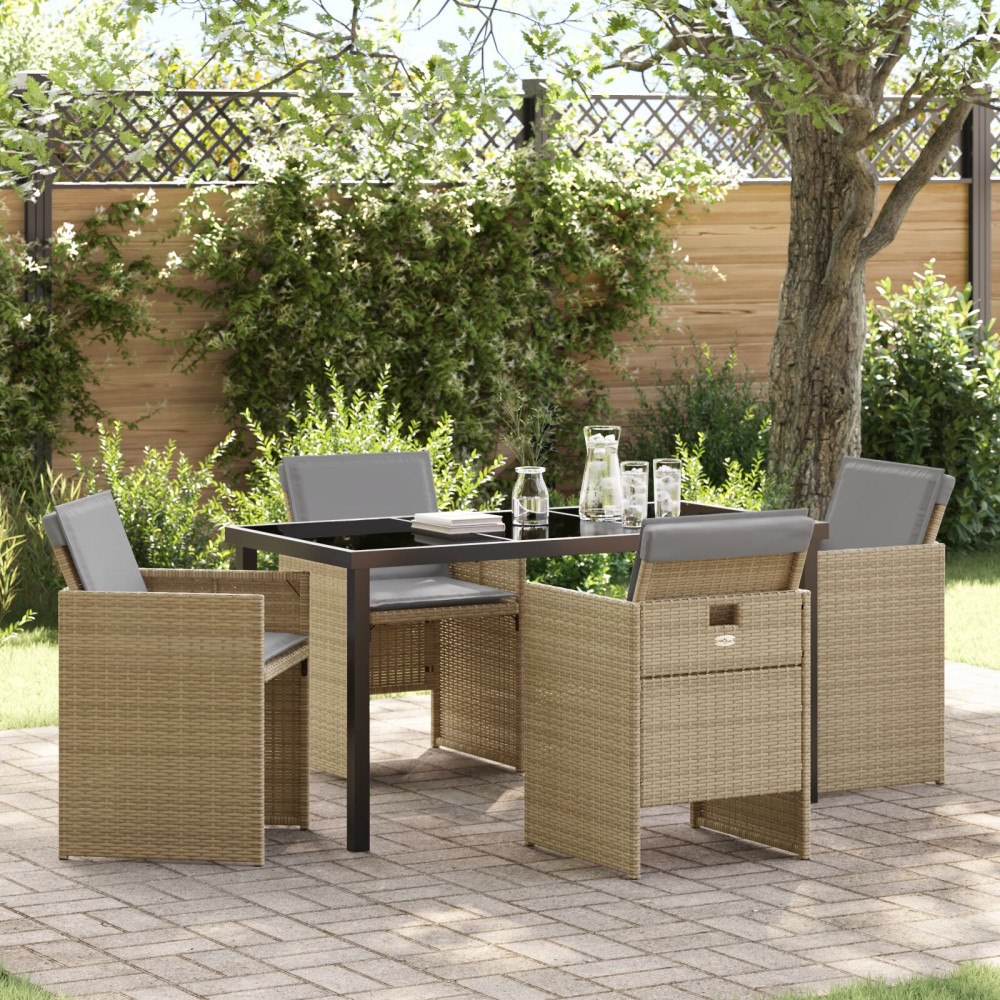 vidaXL Trädgårdsmöbelset 5 pcs Beige konstrotting