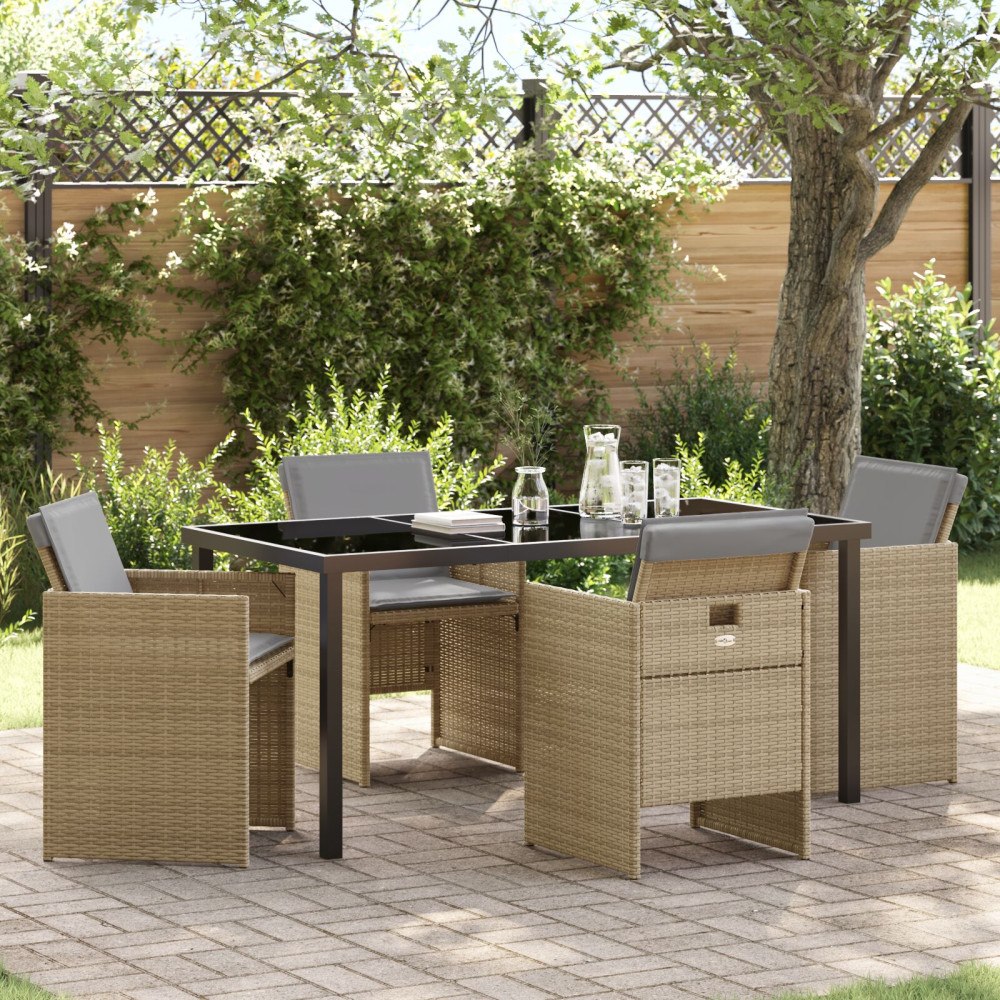 vidaXL Trädgårdsmöbelset 5 pcs Beige konstrotting