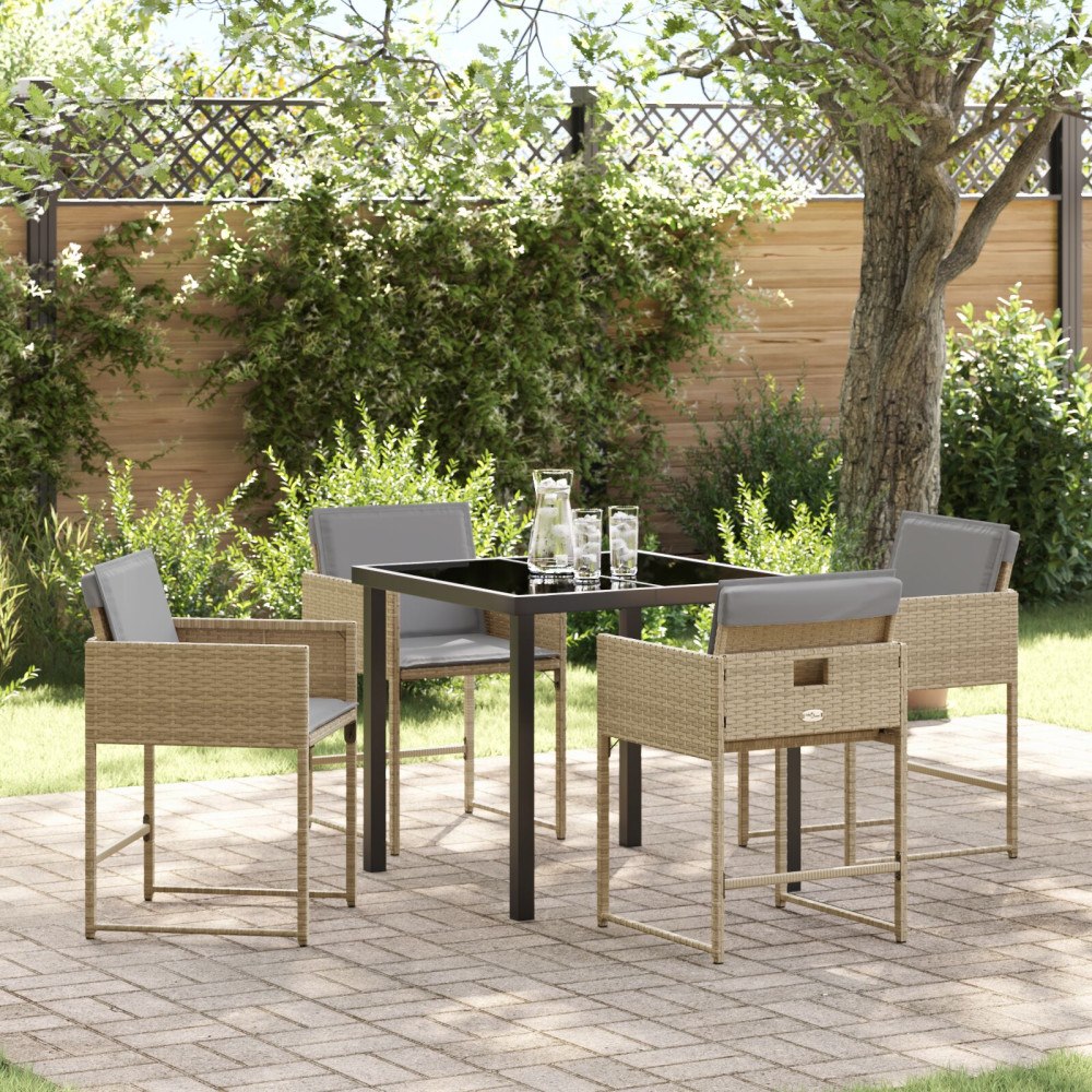vidaXL Trädgårdsmöbelset 5 pcs Beige konstrotting