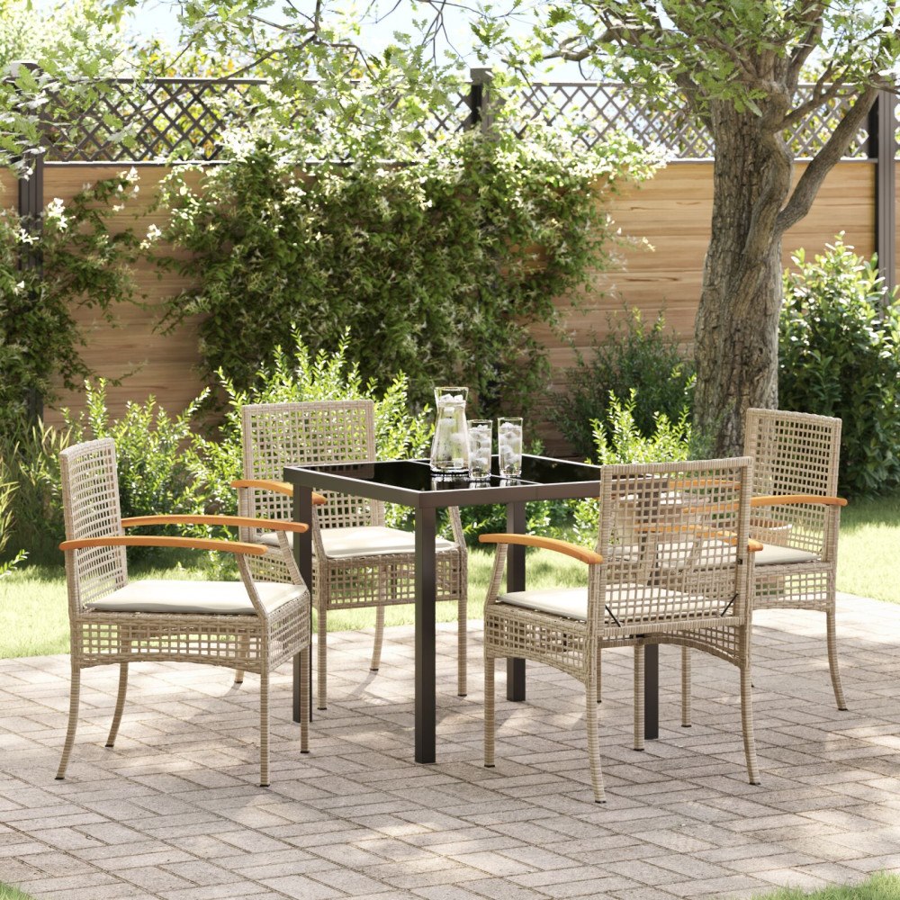 vidaXL Trädgårdsmöbelset 5 pcs Beige konstrotting