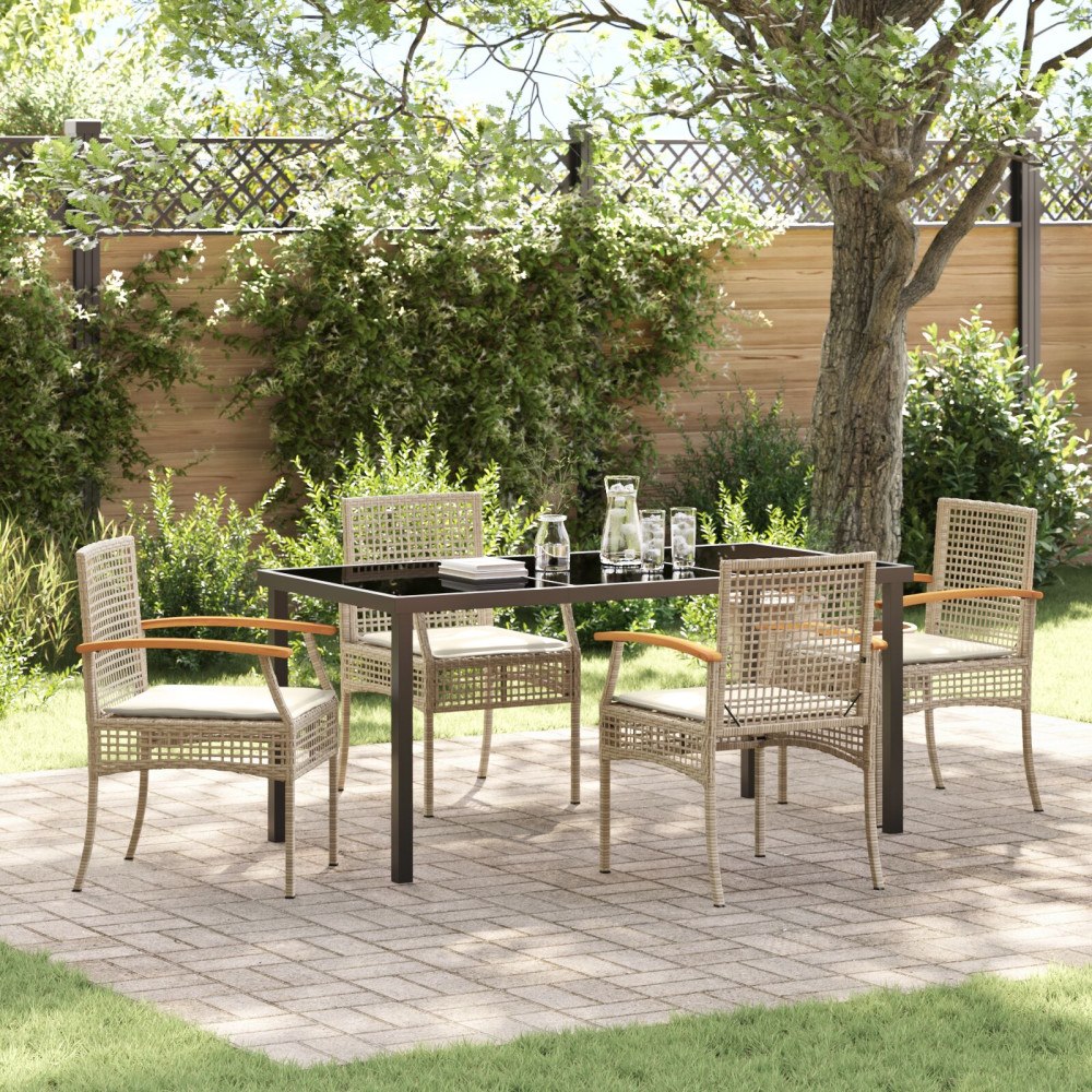 vidaXL Trädgårdsmöbelset 5 pcs Beige konstrotting