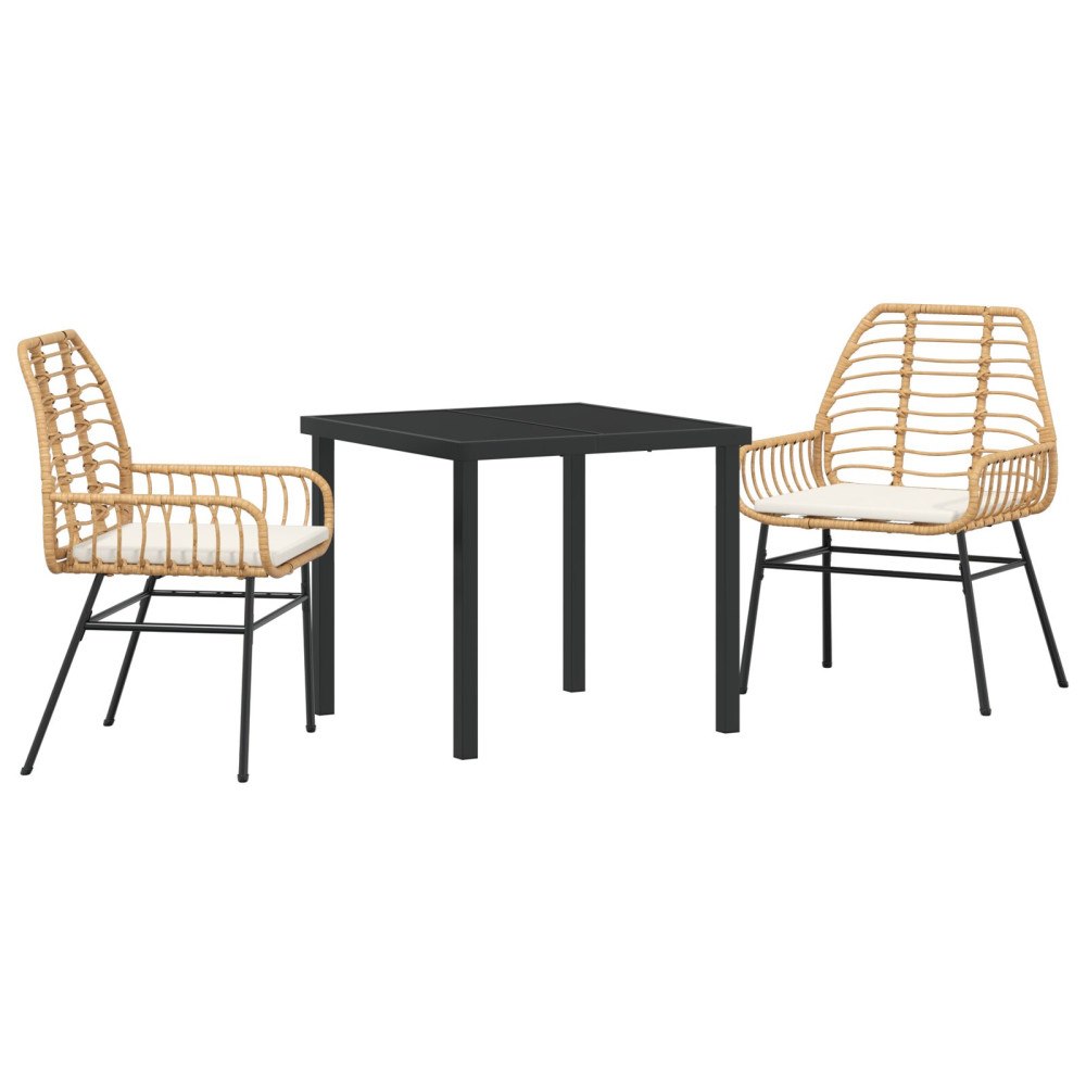 vidaXL Trädgårdsmöbelset 3 pcs Brun konstrotting