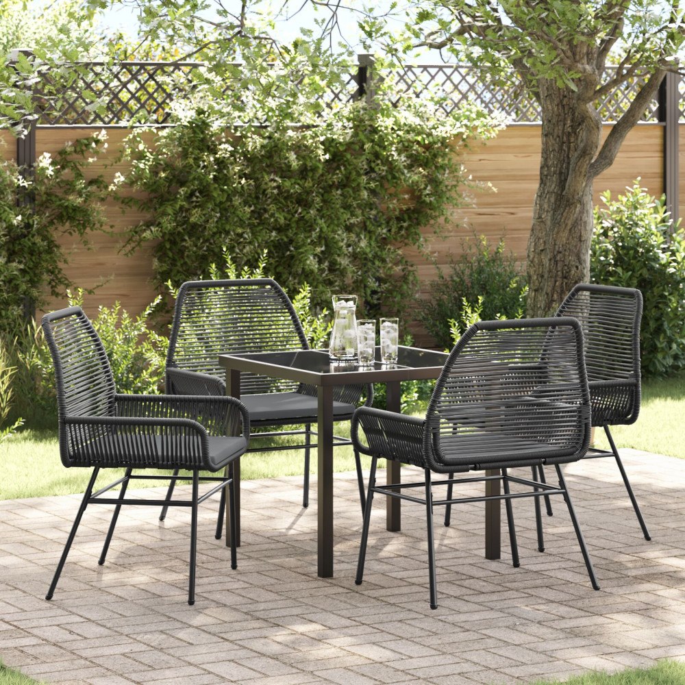 vidaXL Trädgårdsmöbelset 5 pcs Svart konstrotting