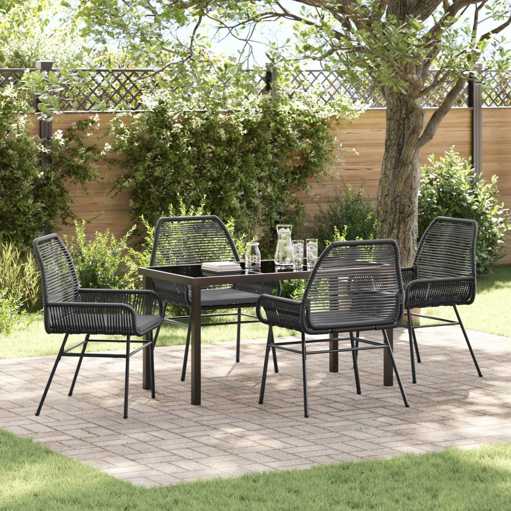 vidaXL Trädgårdsmöbelset 5 pcs Svart konstrotting