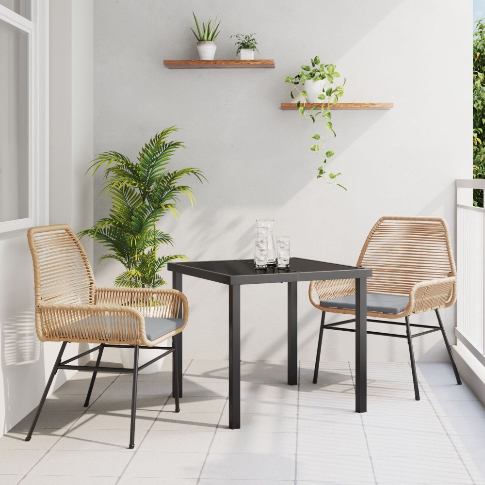 vidaXL Trädgårdsmöbelset 3 pcs Brun konstrotting