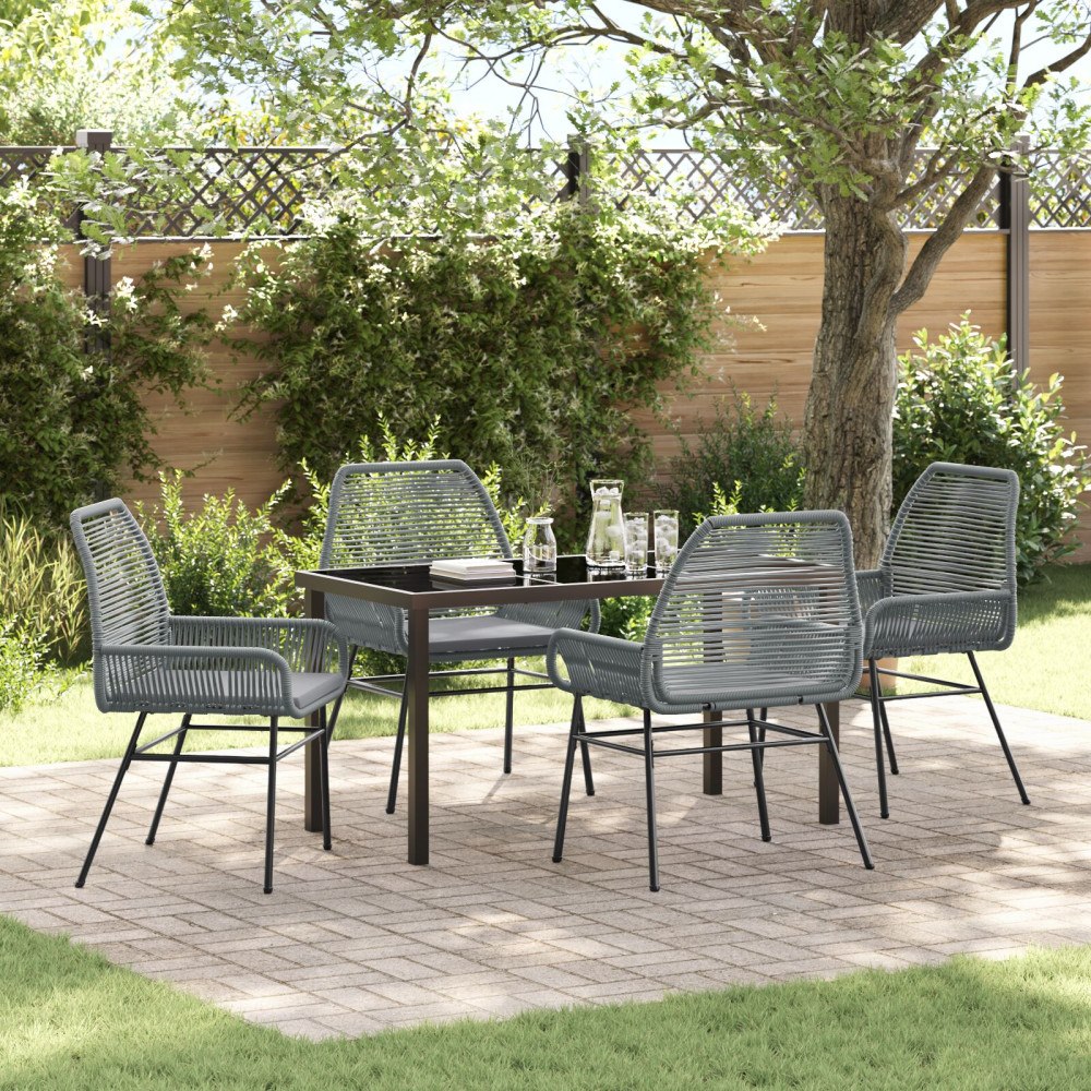 vidaXL Trädgårdsmöbelset 5 pcs Grå konstrotting