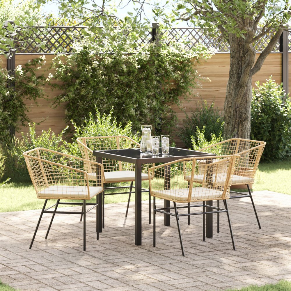 vidaXL Trädgårdsmöbelset 5 pcs Brun konstrotting