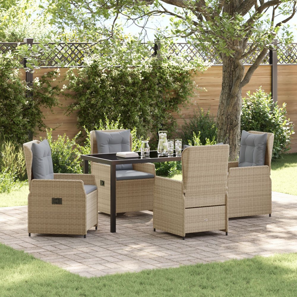 vidaXL Trädgårdsmöbelset 5 pcs Beige konstrotting