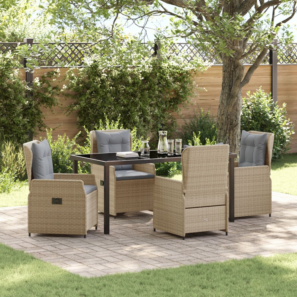 vidaXL Trädgårdsmöbelset 5 pcs Beige konstrotting