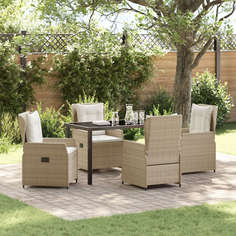 vidaXL Trädgårdsmöbelset 5 pcs Beige konstrotting