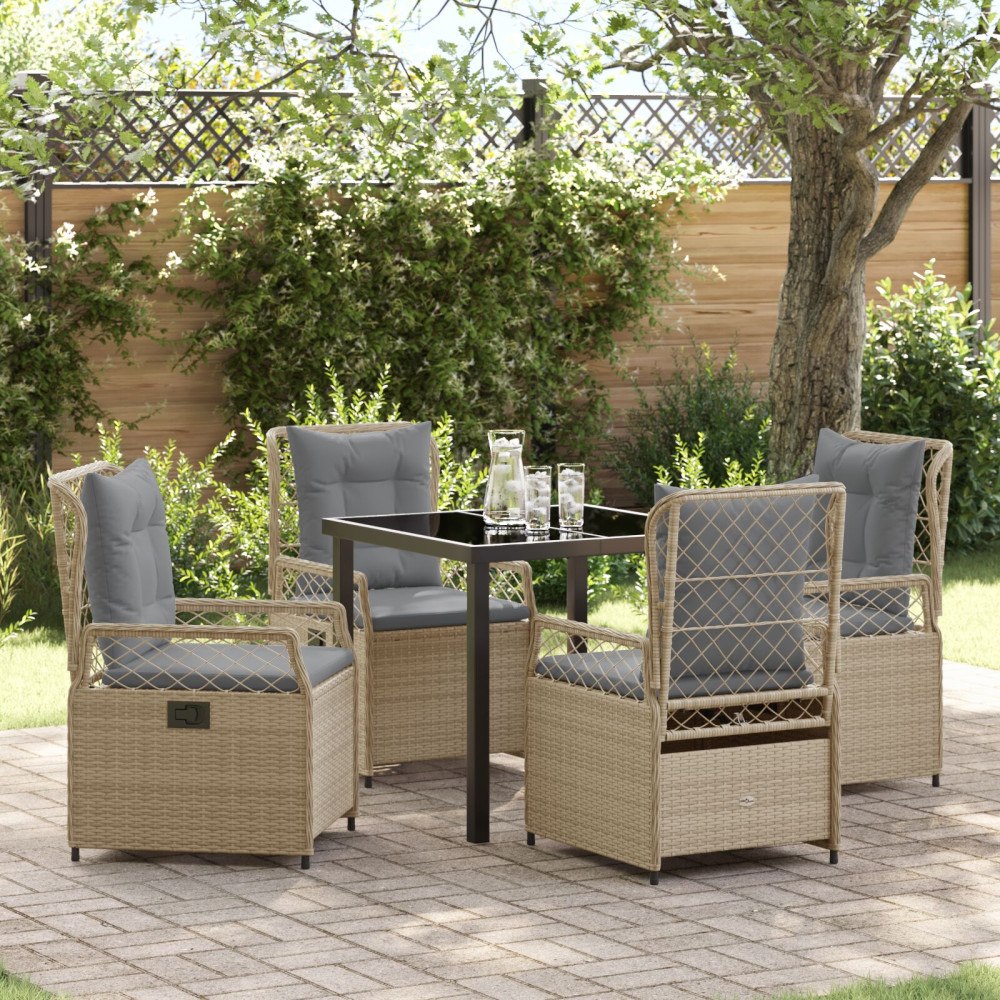 vidaXL Trädgårdsmöbelset 5 pcs Beige konstrotting