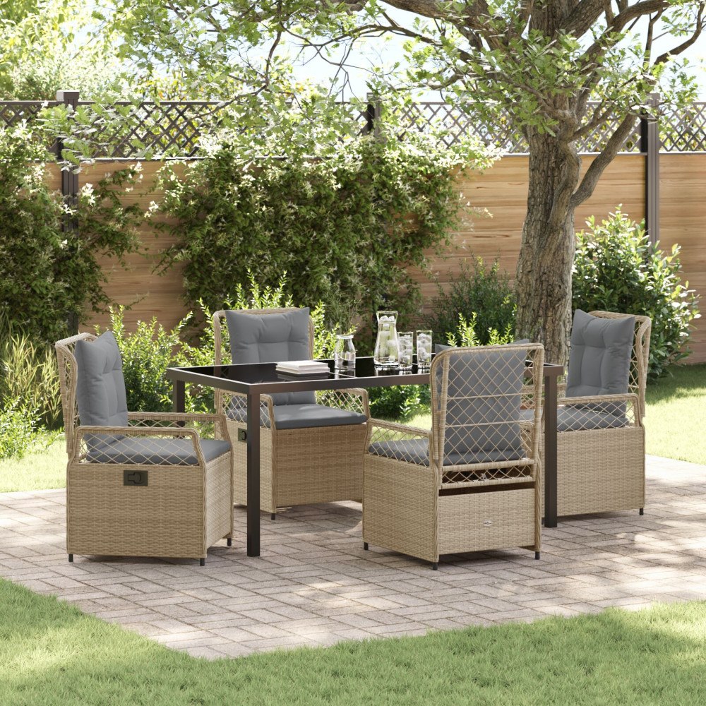 vidaXL Trädgårdsmöbelset 5 pcs Beige konstrotting