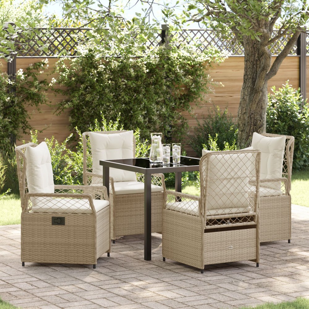 vidaXL Trädgårdsmöbelset 5 pcs Beige konstrotting