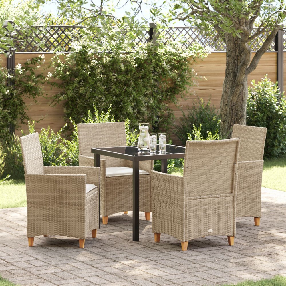 vidaXL Trädgårdsmöbelset 5 pcs Beige konstrotting