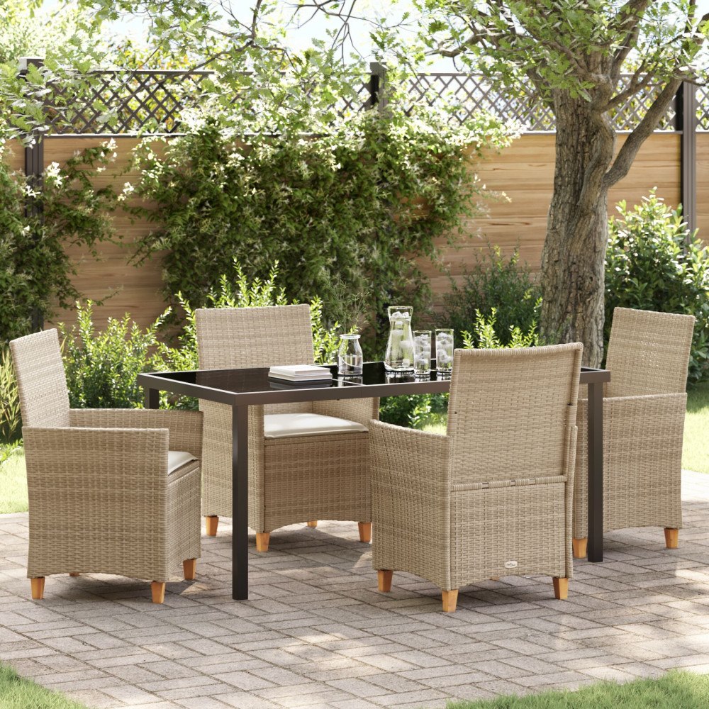 vidaXL Trädgårdsmöbelset 5 pcs Beige konstrotting