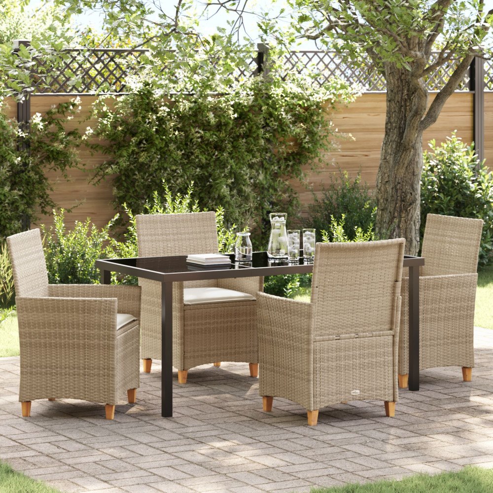 vidaXL Trädgårdsmöbelset 5 pcs Beige konstrotting