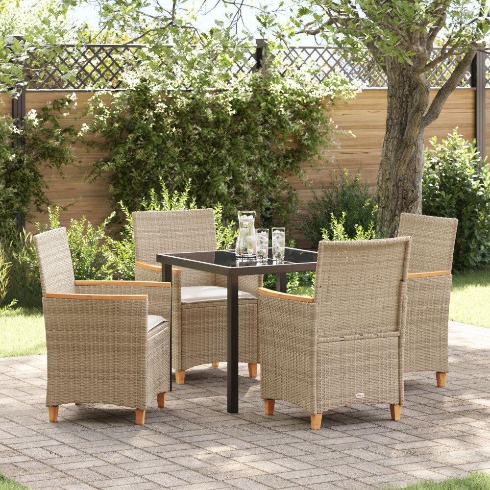 vidaXL Trädgårdsmöbelset 5 pcs Beige konstrotting