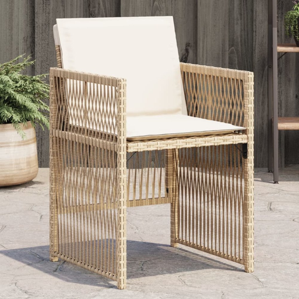 vidaXL Trädgårdsstolar med dynor 4 st beige konstrotting