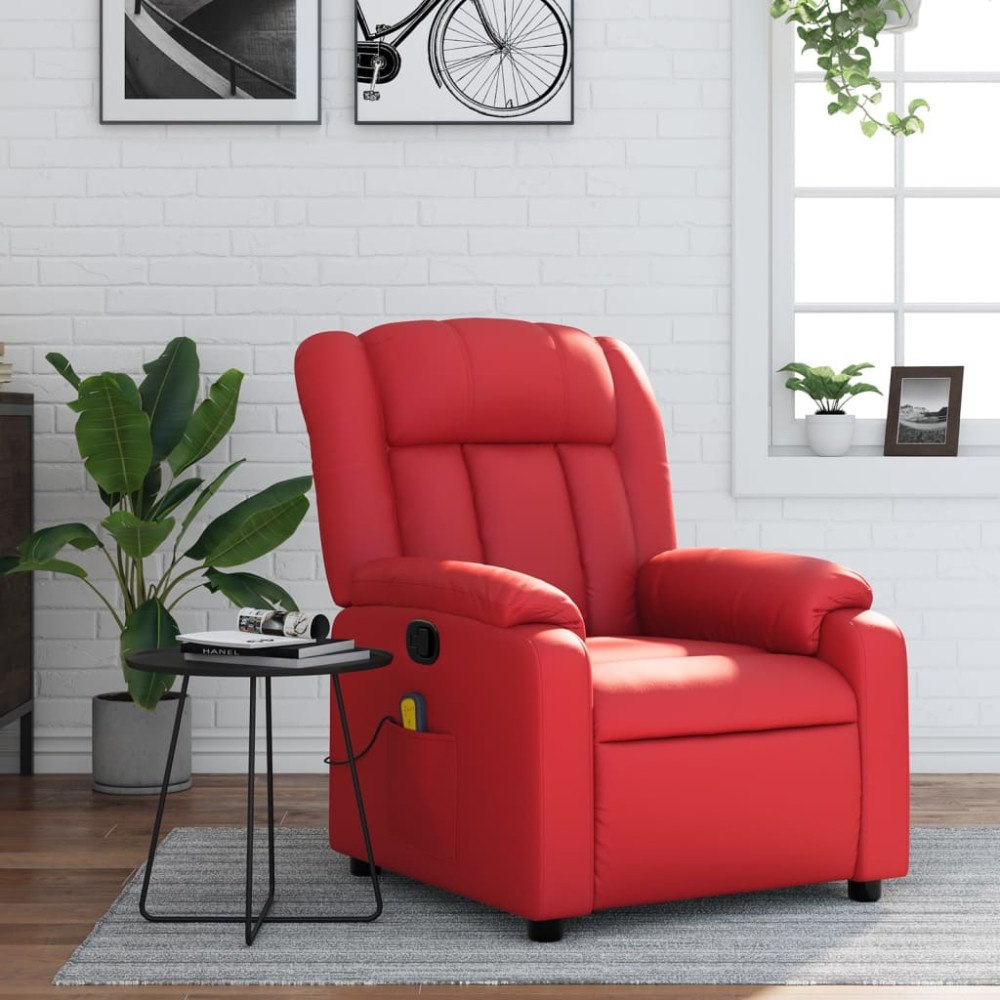 vidaXL Massagefåtölj röd konstläder
