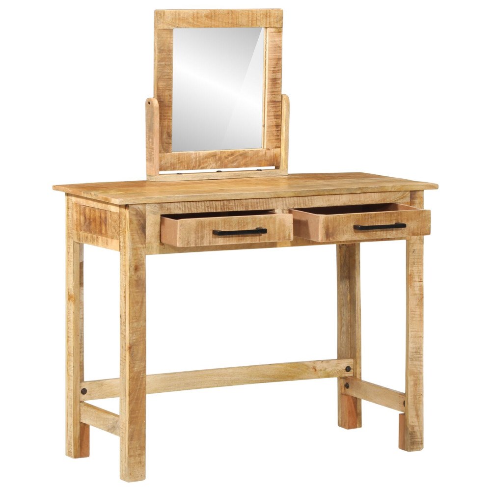 vidaXL Dressing Table med spegel Massivt trä Grovt mango