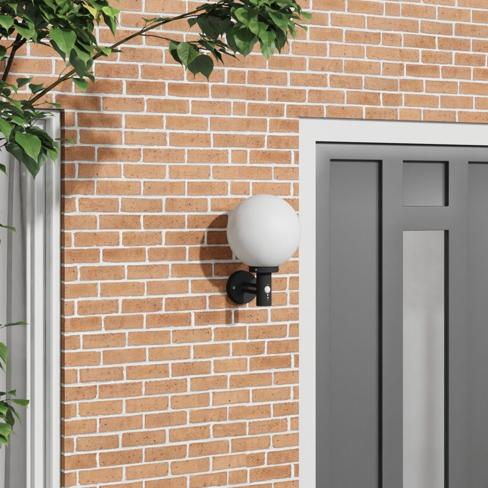 vidaXL Utomhusvägglampa med sensor Svart Rostfritt Stål IP44
