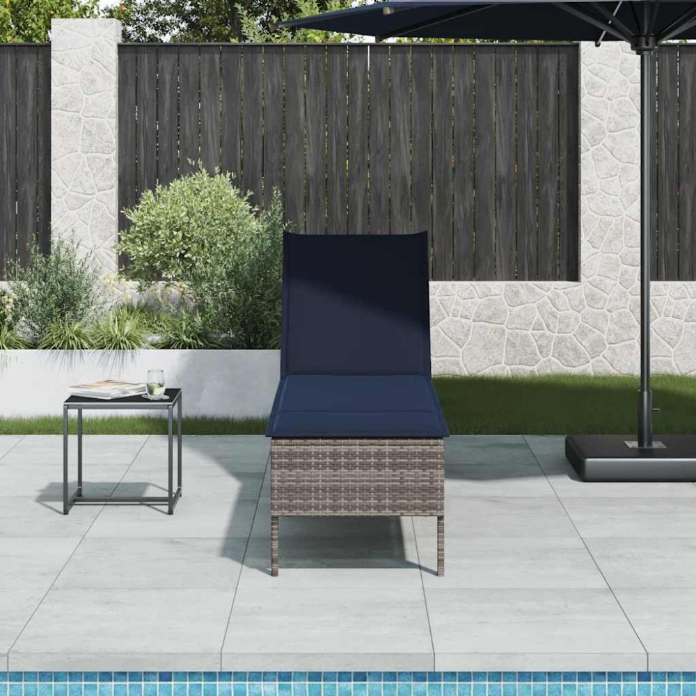 vidaXL Solstol med dyna grå 55x200x44cm konstrotting