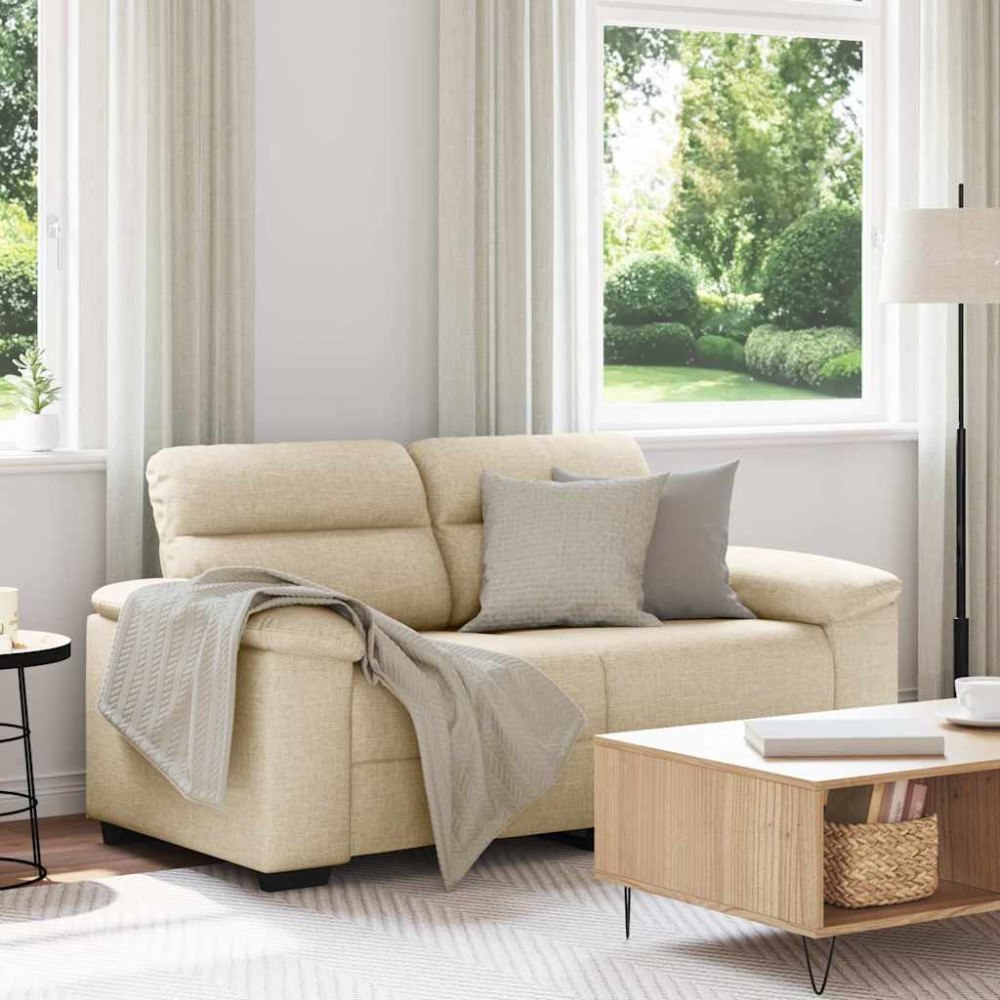 vidaXL 2-sitssoffa gräddvit 120 cm tyg